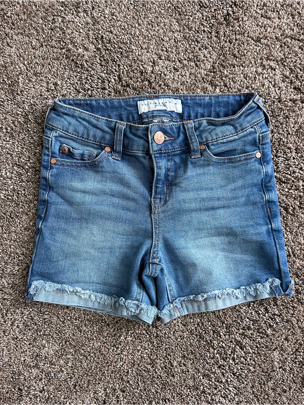Classic Frayed Hem Denim Shorts - Size 12